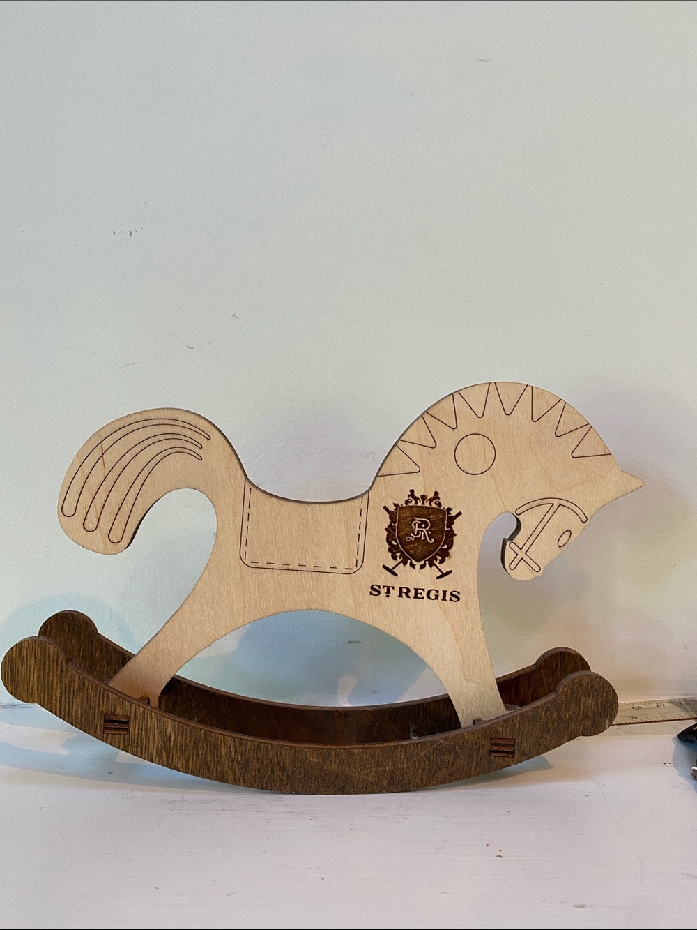 St. Regis Wooden Rocking Horse - Natural Wood
